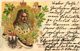 T4 Frederick I Of Prussia, Coat Of Arms, Kunstanstalt Heinr. & Aug. Brüning 10050. Golden Emb. Litho (pinhole) - Ohne Zuordnung