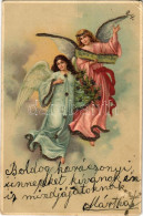 T3 1901 Gloria In Excelsis Deo / Angels Greeting, Glitter Decorated, Litho (gyűrődések / CreasesI) - Zonder Classificatie