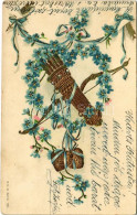 T2/T3 1905 Golden Floral Greeting Card, M.S.i.B. Serie 130. Emb. Litho - Non Classés