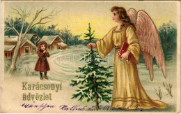T2/T3 1904 Karácsonyi üdvözlet / Christmas Greeting Art Postcard With Angel. Emb. Litho (EK) - Unclassified