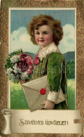 * T4 Child, Greeting Card, H & S Golden Decoration Litho (cut) - Non Classés
