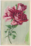 * T2 1920 Rózsa - Kézzel Festett Selyemlap / Rose - Hand-painted Silk Postcard - Unclassified