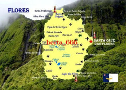 Portugal * Azores * Flores Island Map New Postcard * Carte Geographique * Landkarte - Açores