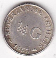 Antilles Néerlandaises 1/4 Gulden 1963 Juliana, En Argent, KM# 4 - Antilles Néerlandaises