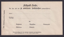Krieg 1870 1871 Württemberg Feldpostsache Vordruck Umschlag Württembergische - Lettres & Documents