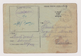 Hungary Ungarn Ww2-1942 Censored Military Field Card, TÁBORI POSTAI LEVELEZŐLAP, TÁBORI POSTAHIVATAL-62 (627) - Ganzsachen