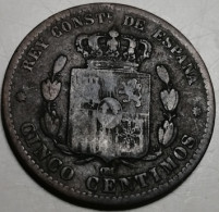 5 Centimos Espagne 1877 OM - Eerste Muntslagen