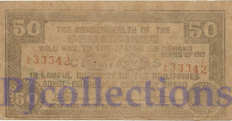 PHILIPPINES 50 CENTAVOS 1942 PICK S134e AU EMERGENCY BANKNOTE - Filipinas