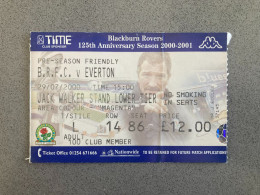 Blackburn Rovers V Everton 2000-01 Match Ticket - Match Tickets