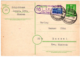 1950, Landpost Stempel 16 LANGD über Hungen Auf 10 Pf. Ganzsache - Colecciones