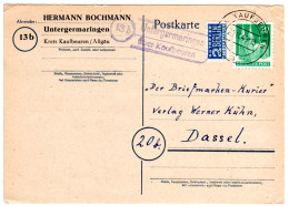 1949, Landpost Stempel 13b UNTERGERMARINGEN über Kaufbeuren Auf Karte M. 10 Pf. - Collezioni