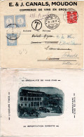 Schweiz 1938, 20 C. Auf Weinhandel Bilderbrief V. Moudon M. 3 NL Portomarken. - Lettres & Documents