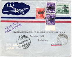 Ägypten 1953, 4 Überdruckmarken Auf Luftpost Zensur Brief N. Deutschland - Otros - África