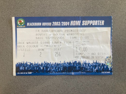 Blackburn Rovers V Bolton Wanderers 2003-04 Match Ticket - Tickets & Toegangskaarten