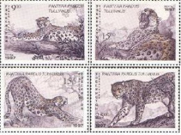 Uzbekistan 1997 Snow Leopard Set Of 4 Stamps MNH - Felinos