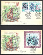 MALAISIE. N°1812-4 + BF 197 De 2016 Sur 2 Enveloppes 1er Jour. Année Lunaire Chinoise Du Singe. - Monkeys