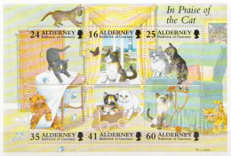 Alderney MNH Minisheet - Gatos Domésticos