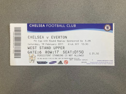 Chelsea V Everton 2010-11 Match Ticket - Tickets D'entrée