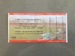 Cheltenham Town V Southampton 2009-10 Match Ticket - Match Tickets