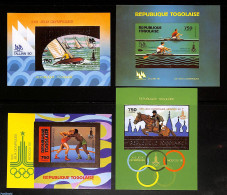 Togo 1980 Olympic Games 4 S/s Imperforated, Gold, Mint NH, Nature - Sport - Horses - Kayaks & Rowing - Olympic Games -.. - Rowing