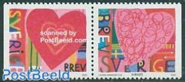 Sweden 2000 Valentine 2v [:], Mint NH, Various - Greetings & Wishing Stamps - St. Valentine's Day - Unused Stamps