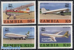 Zambia 1987 Air Zambia 4v, Mint NH, Transport - Aircraft & Aviation - Airplanes