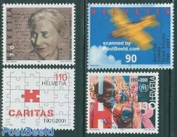 Switzerland 2001 Mixed Issue 4v, Mint NH, History - Transport - Refugees - Aircraft & Aviation - Art - Authors - Handw.. - Neufs