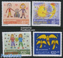 Switzerland 2008 Pro Juventute 4v S-a, Mint NH, Religion - Angels - Art - Children Drawings - Neufs