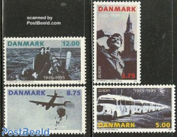 Denmark 1995 Peace & Freedom 4v, Mint NH, History - Religion - Transport - Europa (cept) - Militarism - World War II -.. - Ungebraucht