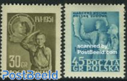Poland 1951 Children Day 2v, Mint NH, Sport - Various - Scouting - Maps - Unused Stamps