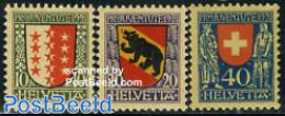 Switzerland 1921 Pro Juventute, Coat Of Arms 3v, Mint NH, History - Nature - Coat Of Arms - Bears - Nuovi