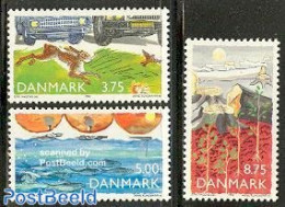Denmark 1992 Environment 3v, Mint NH, Nature - Transport - Birds - Environment - Fish - Rabbits / Hares - Trees & Fore.. - Nuevos