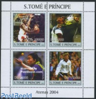 Sao Tome/Principe 2004 Olympic Games 4v M/s, Mint NH, Sport - Basketball - Olympic Games - Tennis - Basketbal