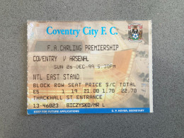 Coventry City V Arsenal 1999-00 Match Ticket - Tickets & Toegangskaarten