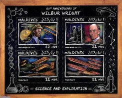 Maldives 2017 Wilbur Wright 4v M/s, Mint NH, Science - Transport - Inventors - Aircraft & Aviation - Airplanes