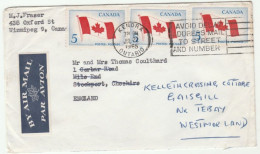 FLAG 1965 Kendra CANADA To STOCKPORT GB Redirected  GAISGILL  TEBAY Air Mail COVER Stamps Flags - Lettres & Documents