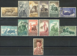 SPAIN,  1960, BULLFIGHTER 19th CENTURY STAMPS COMPLETE SET OF 13, # 909/20, USED. - Used Stamps