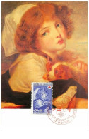 CROIX-ROUGE.n°28543.JEAN BAPTISTE GREUZE."JEUNE FILLE AU PETIT CHIEN".1971.CARTE MAXIMUM. - Rotes Kreuz