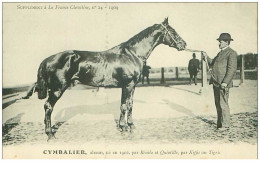 Hippisme.n°35999.cymbalier.alezan .1909.CHEVAUX.SUPPLEMENT A LA FRANCE CHEVALINE.dos Blanc.course.cheval.jokey. - Hípica