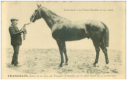 Hippisme.n°35989.francklin.alezan .1910.CHEVAUX.SUPPLEMENT A LA FRANCE CHEVALINE.dos Blanc.course.cheval.jokey. - Hippisme