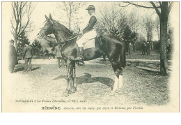 Hippisme.n°35973.héroine.alezane .1910.CHEVAUX.SUPPLEMENT A LA FRANCE CHEVALINE.dos Blanc.course.cheval.jokey. - Hippisme