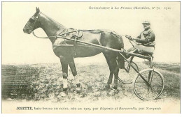 Hippisme.n°35967.josette.bai Brune .1912.CHEVAUX.sulky.SUPPLEMENT A LA FRANCE CHEVALINE.dos Blanc.course.cheval.jokey. - Hippisme