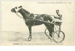 Hippisme.n°35957.jacques.bai.1913.CHEVAUX.sulky.SUPPLEMENT A LA FRANCE CHEVALINE.dos Blanc.course.cheval.jokey. - Reitsport