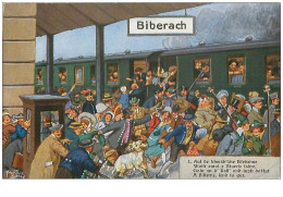 ILLUSTRATEURS.n°12338.THIELE.BIBERACH.FOULE DANS UNE GARE.TRAIN - Thiele, Arthur