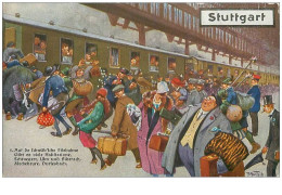 ILLUSTRATEURS.n°12335.THIELE.STUTTGART.PASSAGERS MONTANT DANS UN TRAIN - Thiele, Arthur