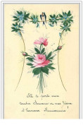 ILLUSTRATEURS.FLEURS ET OISEAU.FAIT MAIN.VOEUX D'HEUREUX ANNIVERSAIRE - Voor 1900