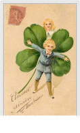 ILLUSTRATEURS.ENFANTS ET TREFLE A 4 FEUILLES.AMITIE SINCERE - Ante 1900