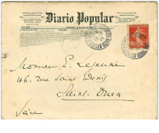 TIMBRES.n°9423.AMERIQUE.BRESIL.FRANCE.1908.LETTRE-JOURNAL.RARE - Storia Postale