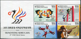 SOUTH KOREA - 2015 - BLOCK MNH ** - Mungyeong 2015 6th CISM World Games (II) - Korea (Zuid)