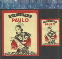 LES CAFÉS PAULO  (DTD COFFEE KOFFIE) -  OLD  MATCHBOX LABELS BELGIUM - Boites D'allumettes - Etiquettes